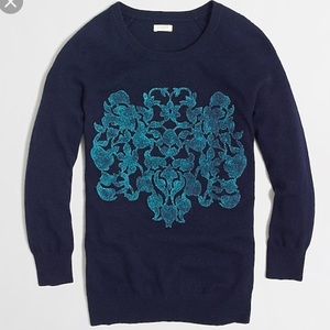 J Crew Factory Embossed Floral Sweater